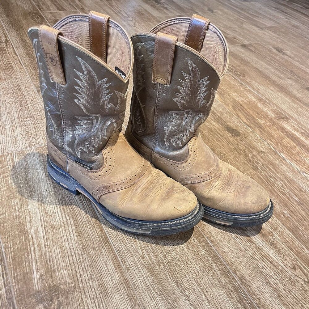 Ariat Workhog Boots Mens 9.5 EE Wide Brown 10001188 Western Work Leather ATS